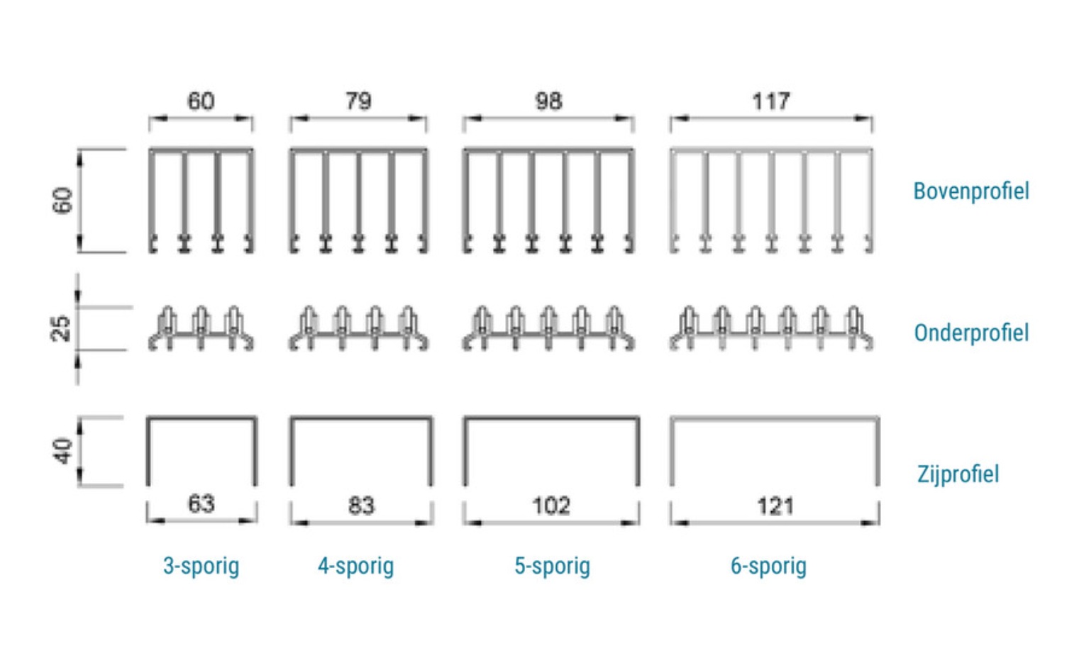 Glazen schuifwand set zwart