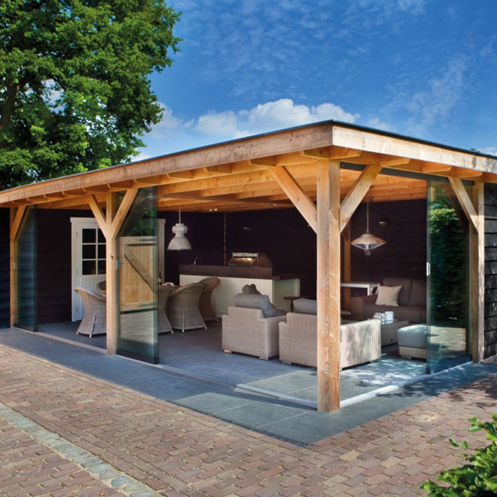 Glazen schuifwand set zwart