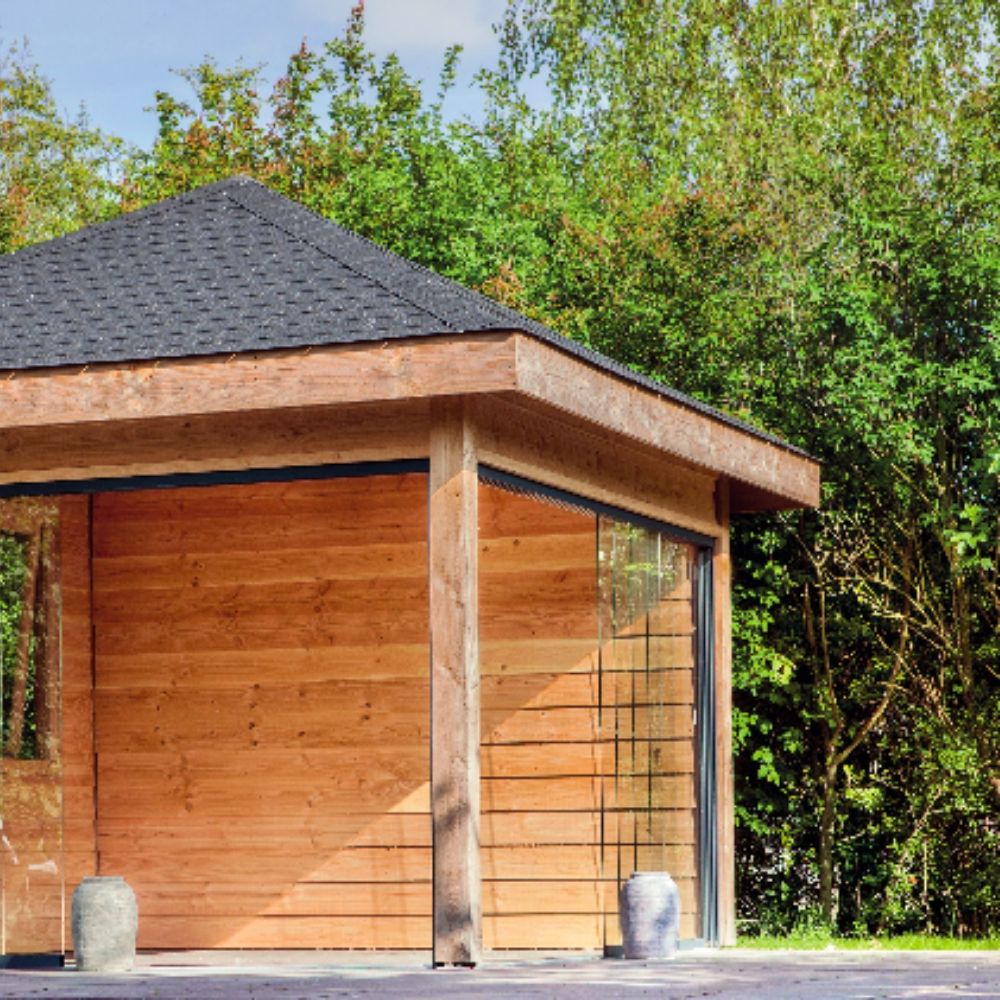 Glazen schuifwand set zwart