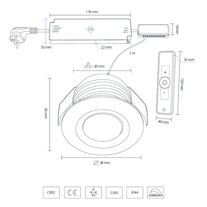 Pals LED spots – Zwart (Set 6–12)